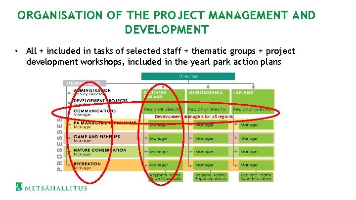 ORGANISATION OF THE PROJECT MANAGEMENT AND DEVELOPMENT • All + included in tasks of
