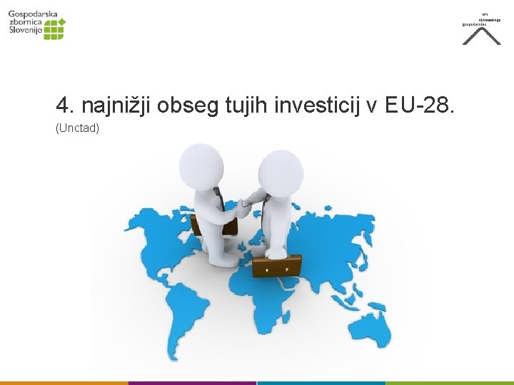 4. najnižji obseg tujih investicij v EU-28. (Unctad) 