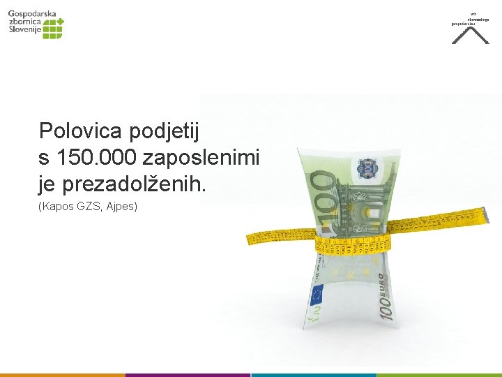 Polovica podjetij s 150. 000 zaposlenimi je prezadolženih. (Kapos GZS, Ajpes) 