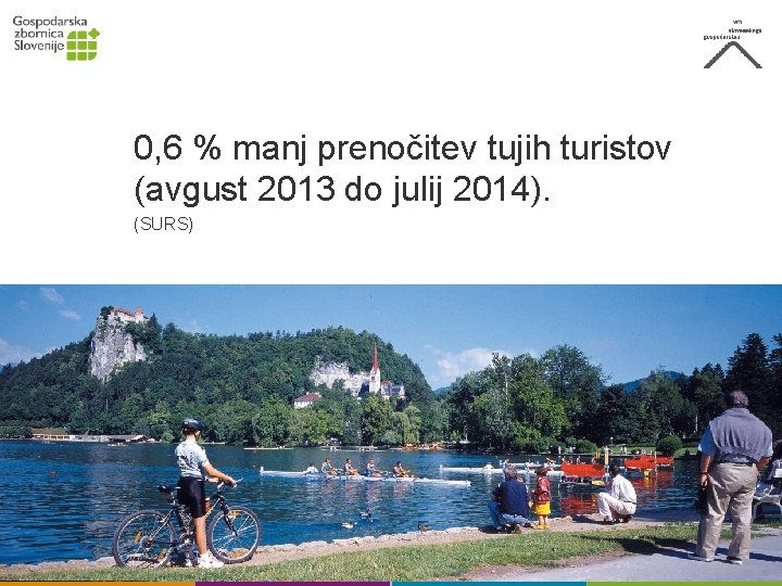 0, 6 % manj prenočitev tujih turistov (avgust 2013 do julij 2014). (SURS) 