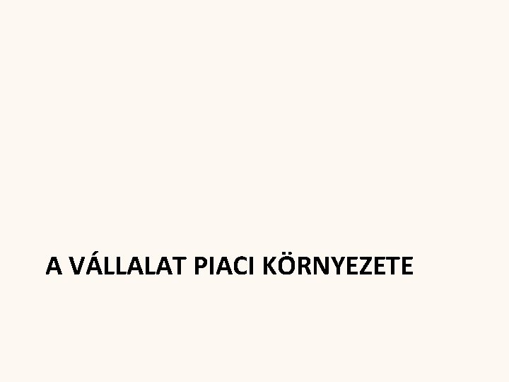 A VÁLLALAT PIACI KÖRNYEZETE 