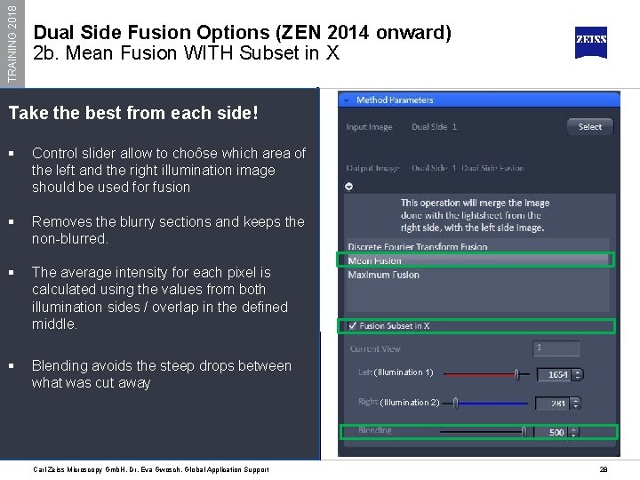 TRAINING 2018 Dual Side Fusion Options (ZEN 2014 onward) 2 b. Mean Fusion WITH