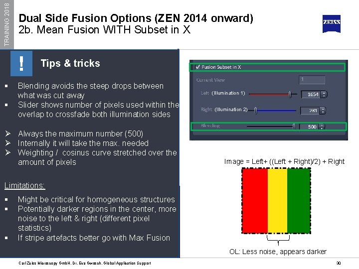 TRAINING 2018 Dual Side Fusion Options (ZEN 2014 onward) 2 b. Mean Fusion WITH