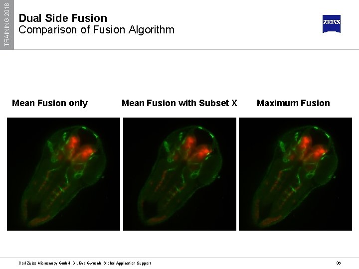 TRAINING 2018 Dual Side Fusion Comparison of Fusion Algorithm Mean Fusion only Mean Fusion