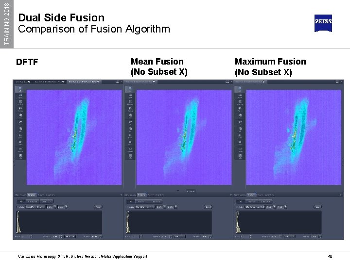 TRAINING 2018 Dual Side Fusion Comparison of Fusion Algorithm DFTF Mean Fusion (No Subset