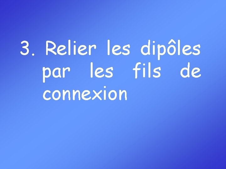 3. Relier les dipôles par les fils de connexion 