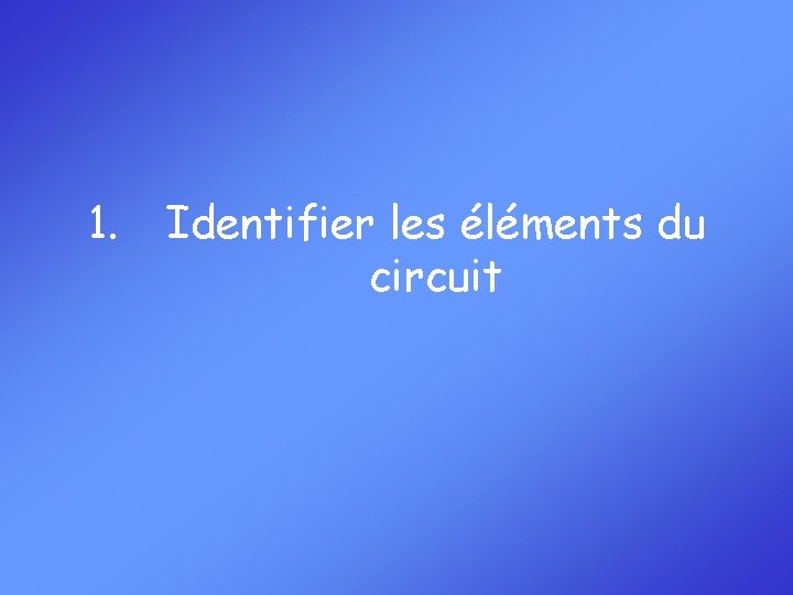 1. Identifier les éléments du circuit 