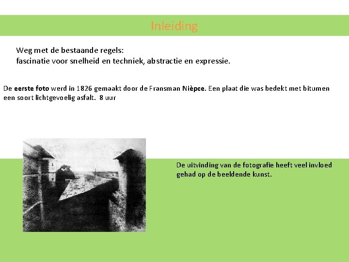Inleiding Weg met de bestaande regels: fascinatie voor snelheid en techniek, abstractie en expressie. Inleiding Weg met de bestaande regels: fascinatie voor snelheid en techniek, abstractie en expressie.
