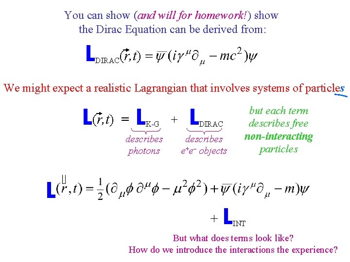 You can show (and will for homework!) show the Dirac Equation can be derived