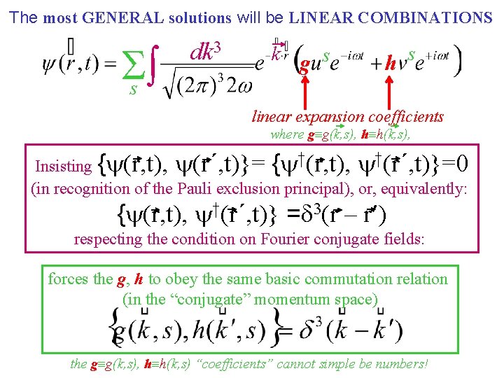 The most GENERAL solutions will be LINEAR COMBINATIONS s dk 3 k g s