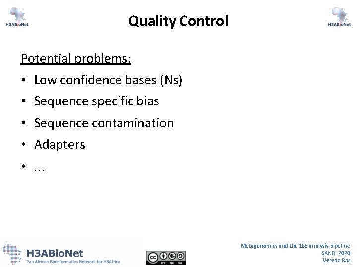 Quality Control Potential problems: • Low confidence bases (Ns) • Sequence specific bias • Quality Control Potential problems: • Low confidence bases (Ns) • Sequence specific bias •