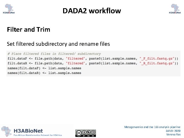 DADA 2 workflow Filter and Trim Set filtered subdirectory and rename files Metagenomics and DADA 2 workflow Filter and Trim Set filtered subdirectory and rename files Metagenomics and
