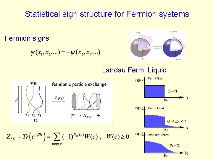 Statistical sign structure for Fermion systems Fermion signs Landau Fermi Liquid 