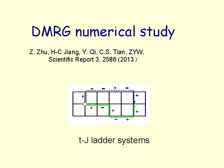 DMRG numerical study Z. Zhu, H-C Jiang, Y. Qi, C. S. Tian, ZYW, Scientific