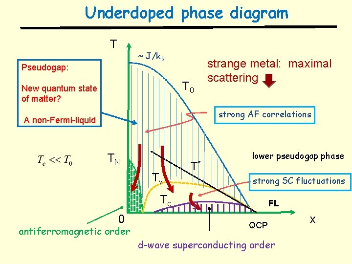 Underdoped phase diagram T ~ J/k. B Pseudogap: T 0 New quantum state of