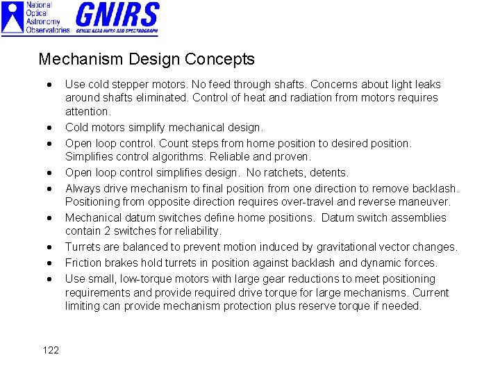 Mechanism Design Concepts · · · · · 122 Use cold stepper motors. No