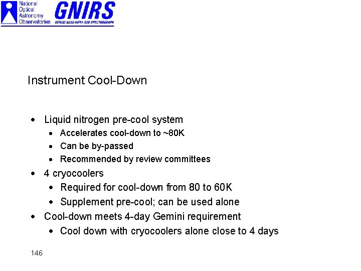 Instrument Cool-Down · Liquid nitrogen pre-cool system · Accelerates cool-down to ~80 K ·