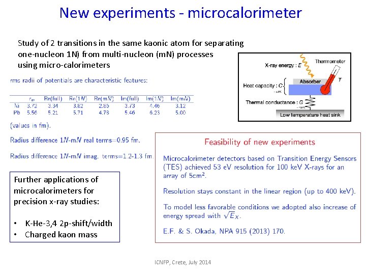 New experiments - microcalorimeter Study of 2 transitions in the same kaonic atom for