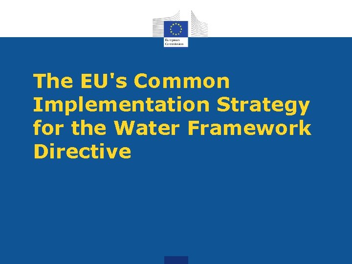 The EU's Common Implementation Strategy for the Water Framework Directive 