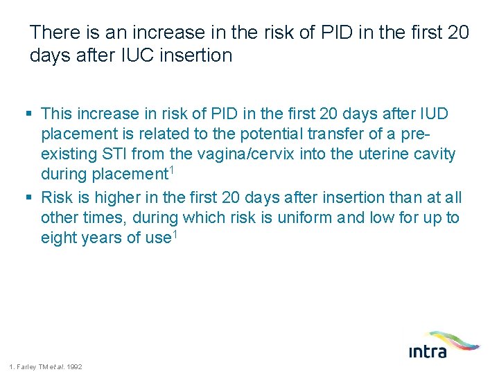 There is an increase in the risk of PID in the first 20 days