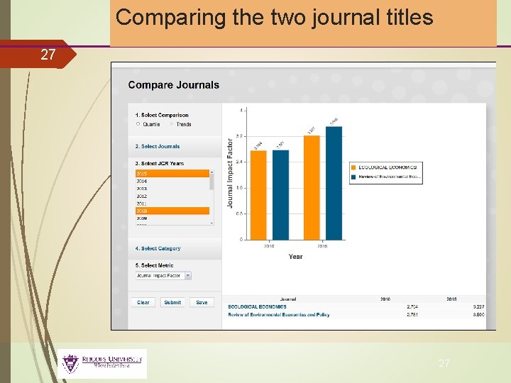 Comparing the two journal titles 27 27 