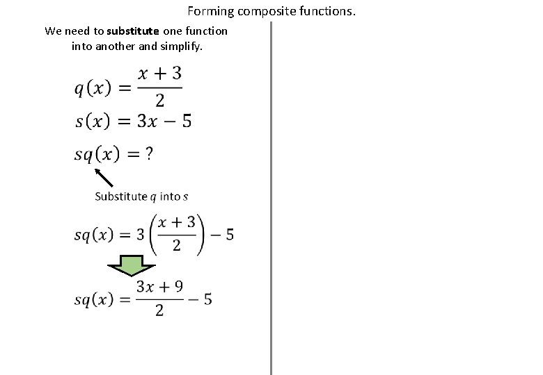 Forming composite functions. We need to substitute one function into another and simplify. 