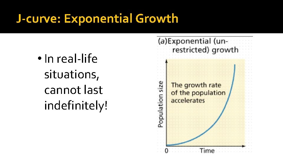 J-curve: Exponential Growth • In real-life situations, cannot last indefinitely! 