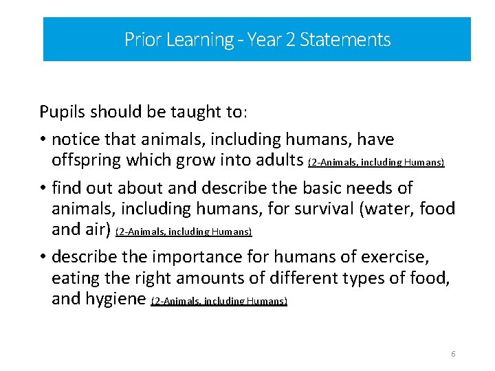 Prior Learning - Year 2 Statements Pupils should be taught to: • notice that