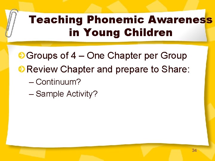 Teaching Phonemic Awareness in Young Children Groups of 4 – One Chapter per Group