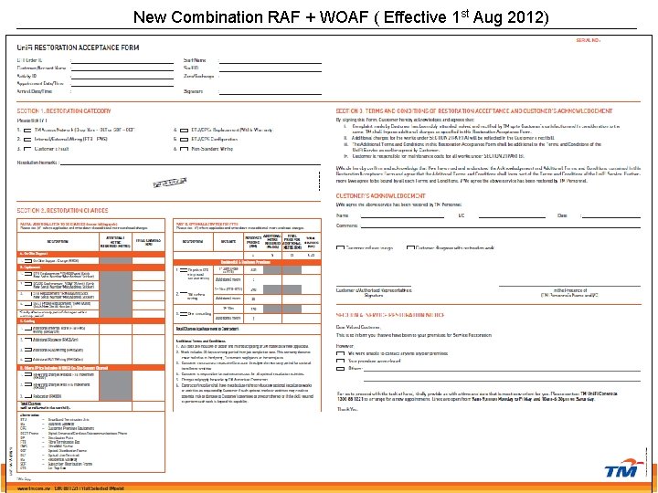 New Combination RAF + WOAF ( Effective 1 st Aug 2012) SOURCE: Retail Product