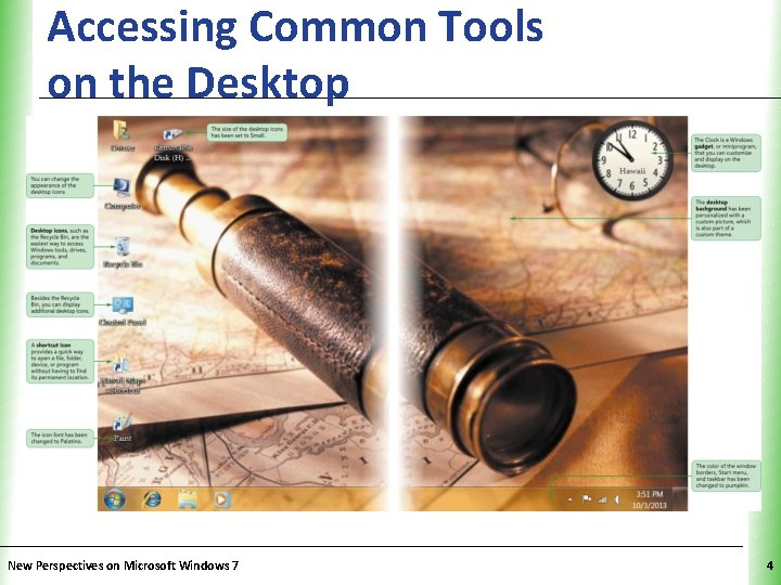 Accessing Common Tools on the Desktop New Perspectives on Microsoft Windows 7 XP 4