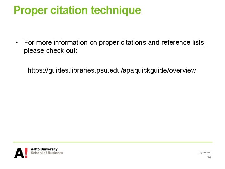 Proper citation technique • For more information on proper citations and reference lists, please Proper citation technique • For more information on proper citations and reference lists, please