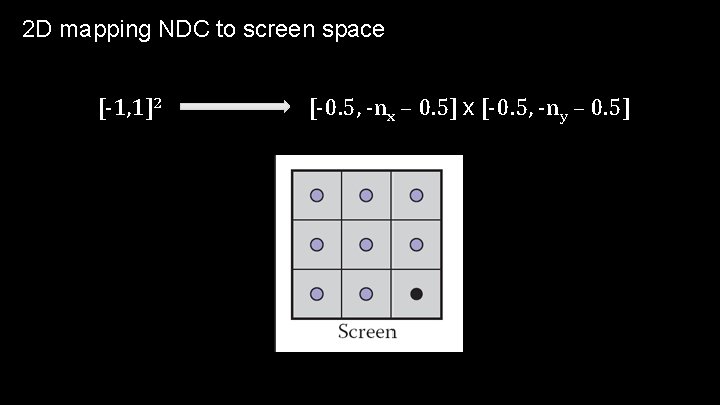 2 D mapping NDC to screen space [-1, 1]2 [-0. 5, -nx – 0.