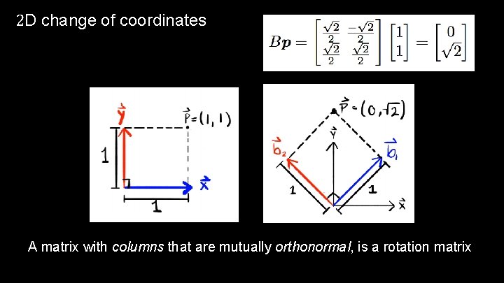 2 D change of coordinates A matrix with columns that are mutually orthonormal, is