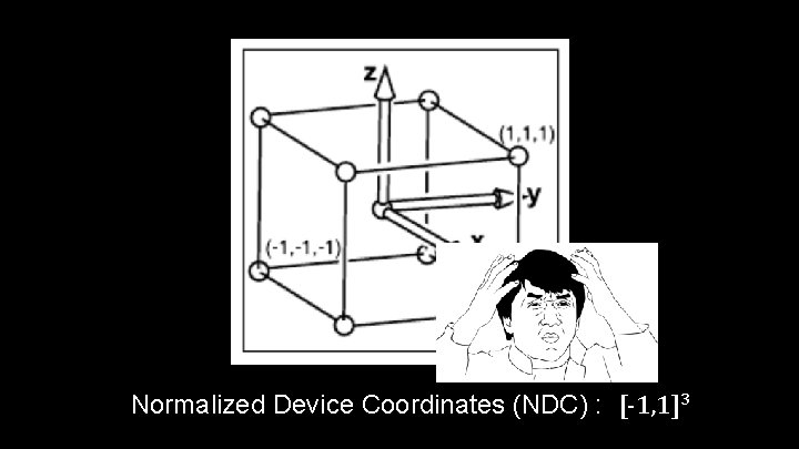 Normalized Device Coordinates (NDC) : [-1, 1]3 