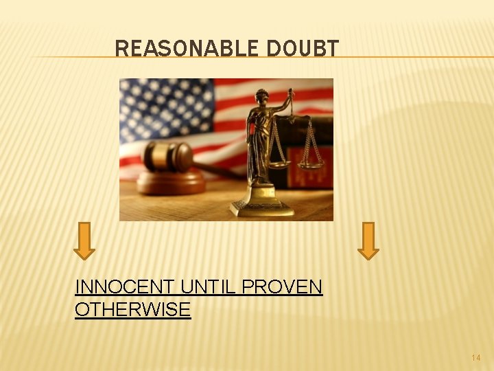 REASONABLE DOUBT INNOCENT UNTIL PROVEN OTHERWISE 14 