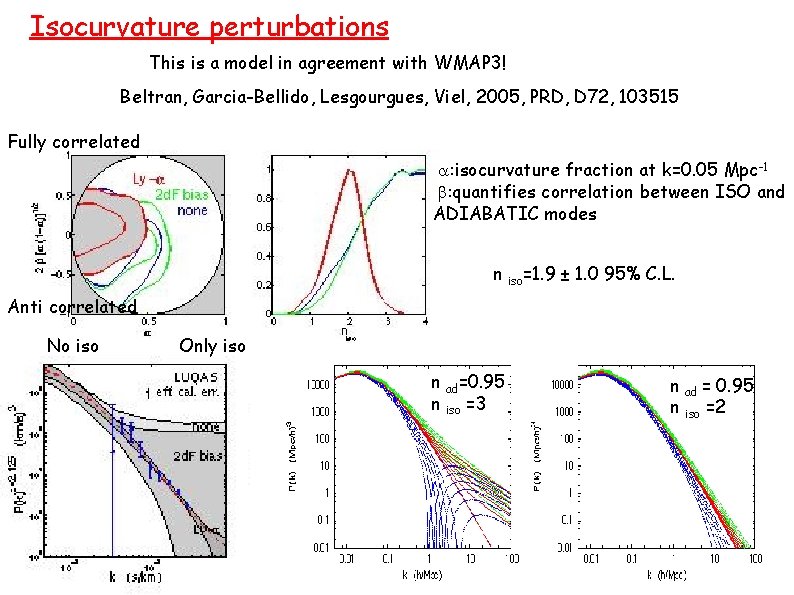 Isocurvature perturbations This is a model in agreement with WMAP 3! Beltran, Garcia-Bellido, Lesgourgues,