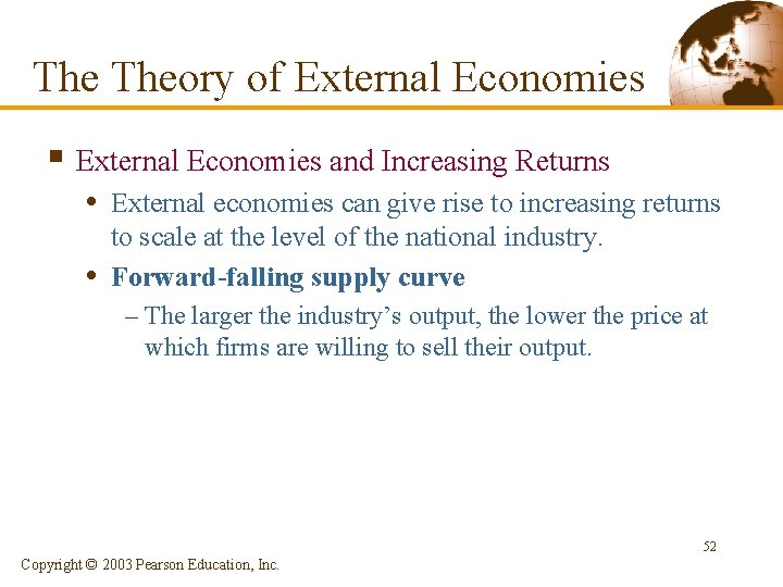 The Theory of External Economies § External Economies and Increasing Returns • External economies