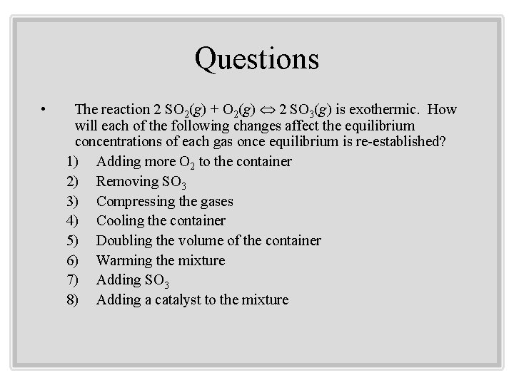 Chapter 16 Chemical Equilibrium Reversible Reactions Reversible Reaction