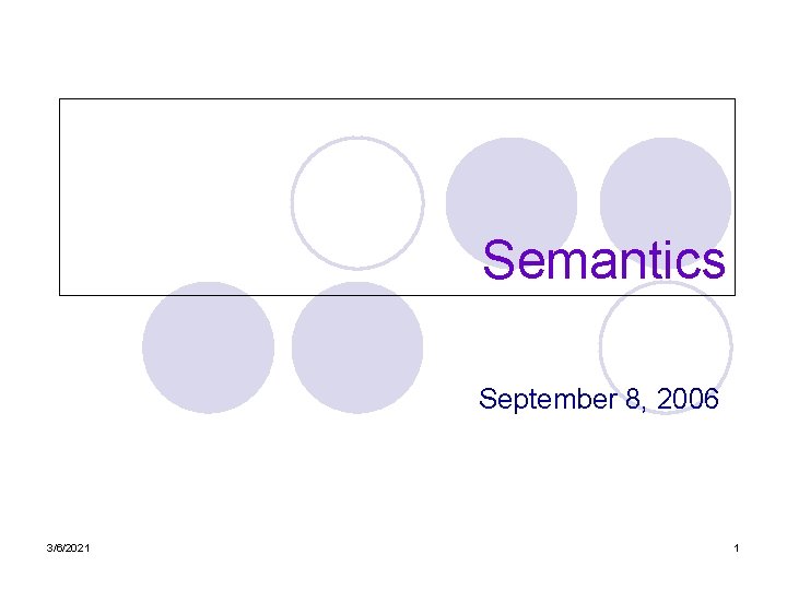 Semantics September 8, 2006 3/6/2021 1 