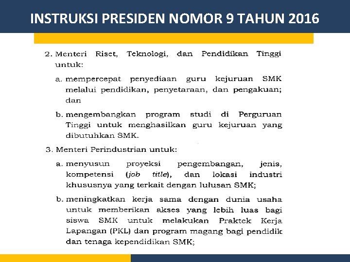 INSTRUKSI PRESIDEN NOMOR 9 TAHUN 2016 