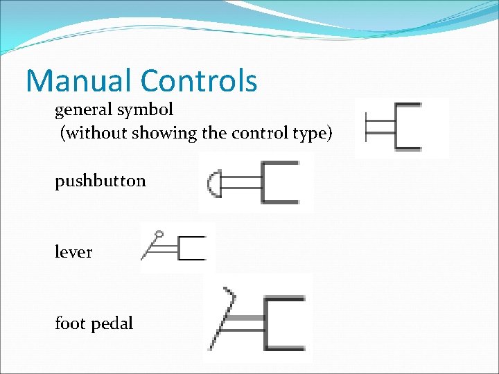 Manual Controls general symbol (without showing the control type) pushbutton lever foot pedal 