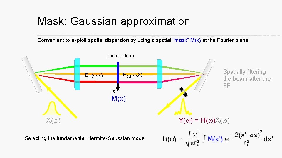 Mask: Gaussian approximation Convenient to exploit spatial dispersion by using a spatial “mask” M(x)