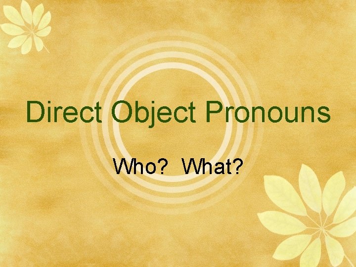 Direct Object Pronouns Who? What? 
