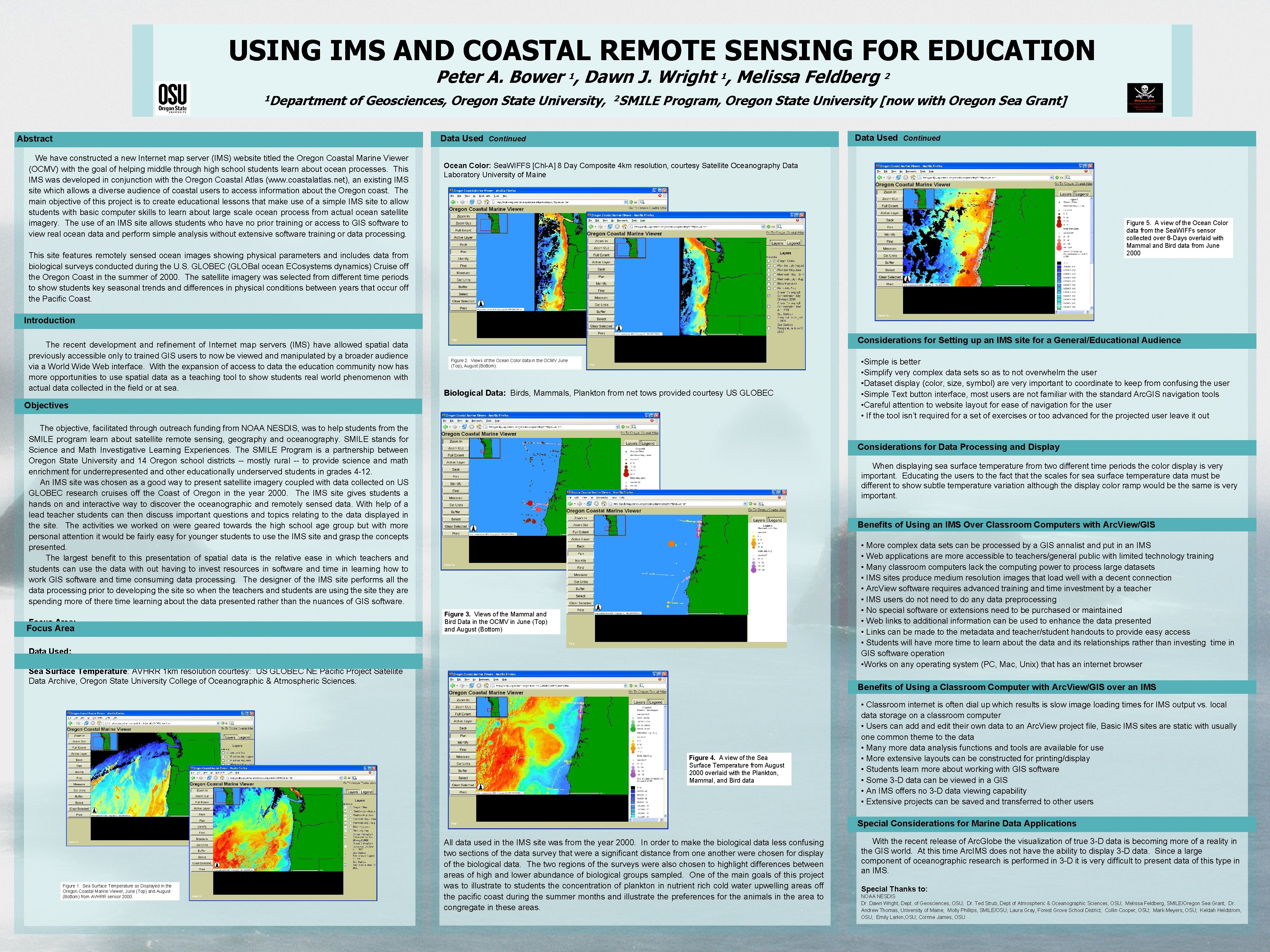 USING IMS AND COASTAL REMOTE SENSING FOR EDUCATION Peter A. Bower 1, Dawn J.