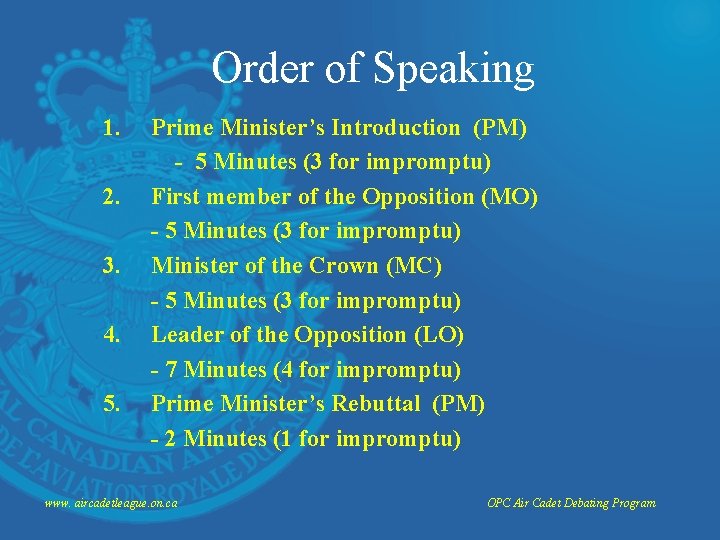 Order of Speaking 1. 2. 3. 4. 5. Prime Minister’s Introduction (PM) - 5