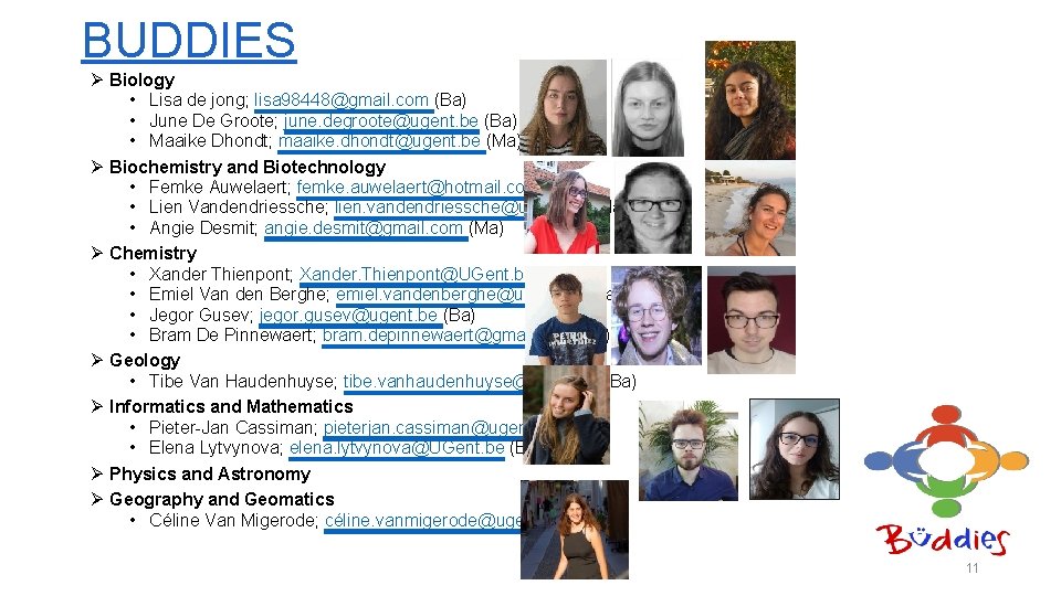 BUDDIES Ø Biology • Lisa de jong; lisa 98448@gmail. com (Ba) • June De BUDDIES Ø Biology • Lisa de jong; lisa 98448@gmail. com (Ba) • June De