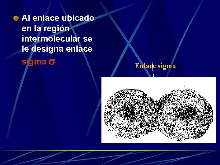 Al enlace ubicado en la región intermolecular se le designa enlace sigma Enlace sigma