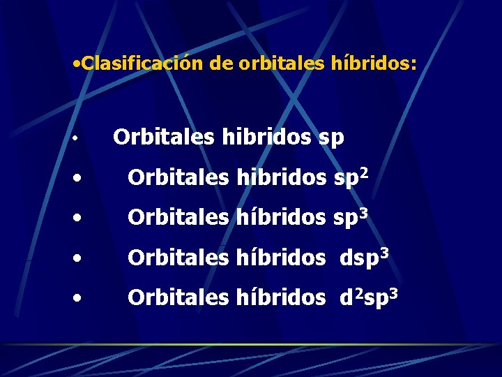  • Clasificación de orbitales híbridos: • Orbitales hibridos sp 2 • Orbitales híbridos