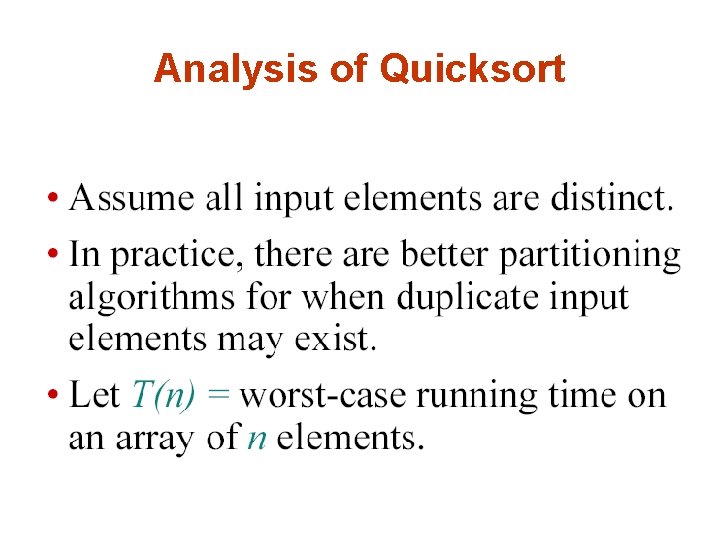 Analysis of Quicksort 